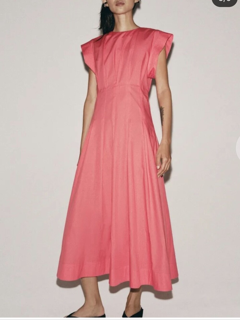 ZARA CORAL PLEATED POPLIN DRESS(S)